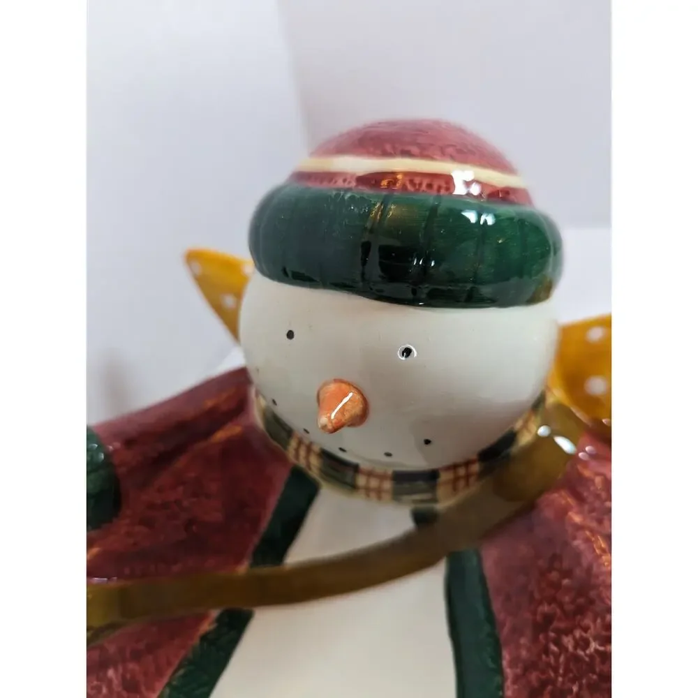 Sakura Debbie Mumm Snow Angel Village Snowman Nibbler Bowl MIB
